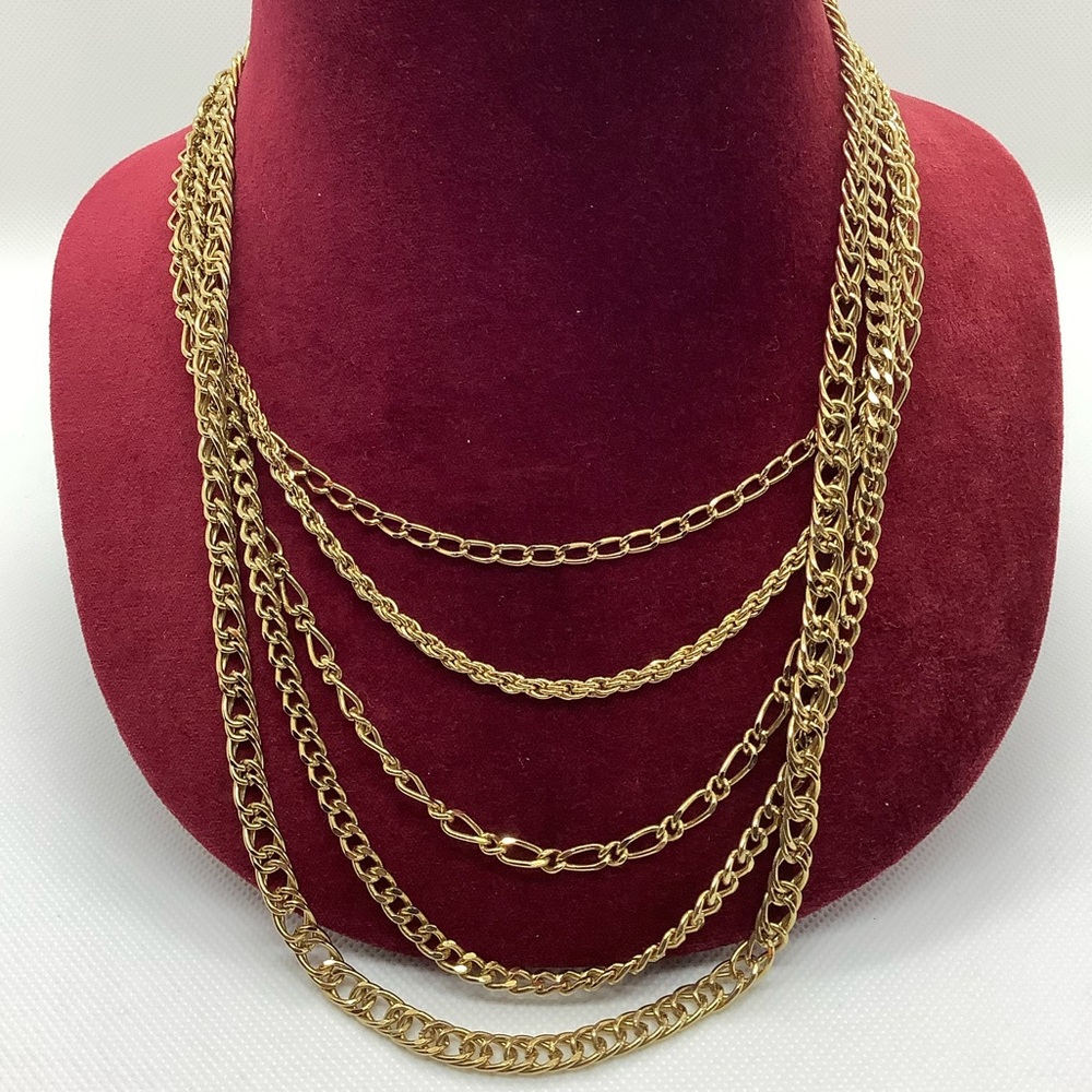 Heavy Five Strand Gold Tone Chain